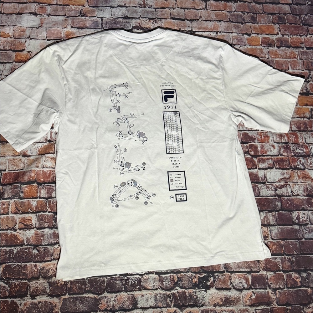 Fila White Short-Sleeve Tee with Black Technical Back Graphic